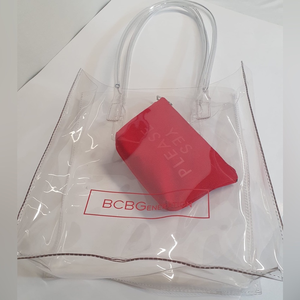Bcbgeneration Transparent Tote With Red Pouch - image 1